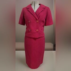 Vintage 60’s Double Breasted Skirt Suit Women’s Size 12, Boucle’ Wool, Mohair